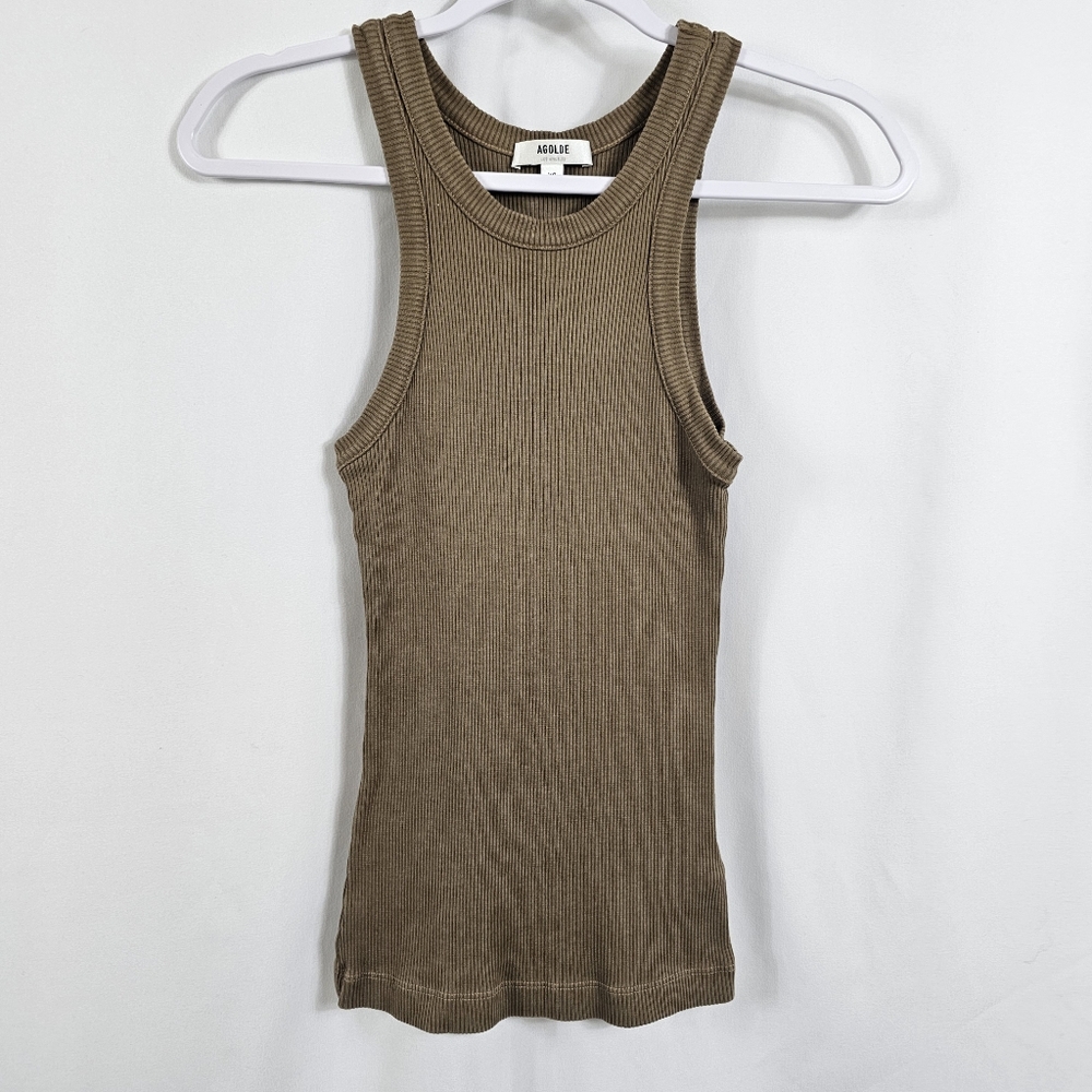 Agolde Brown Ribbed Tank Top